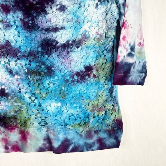 Crown Ivy Small Top Garden Glow Tie Dye Handmade Blue‎ Purple Pink Lace 1521 - Picture 4 of 12